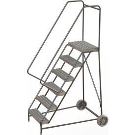 6 Step Aluminum Wheel-Barrow Style Rolling Ladder 16