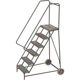 6 Step Aluminum Wheel-Barrow Style Rolling Ladder 24