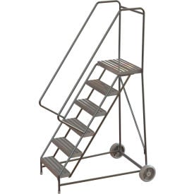6 Step Aluminum Wheel-Barrow Style Rolling Ladder 24