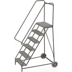 6 Step Aluminum Wheel-Barrow Style Rolling Ladder 24