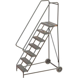 7 Step Aluminum Wheel-Barrow Style Rolling Ladder 16
