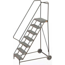 7 Step Aluminum Wheel-Barrow Style Rolling Ladder 24