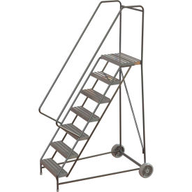 7 Step Aluminum Wheel-Barrow Style Rolling Ladder 24