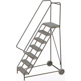 7 Step Aluminum Wheel-Barrow Style Rolling Ladder 24