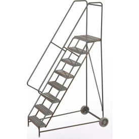 8 Step Aluminum Wheel-Barrow Style Rolling Ladder 24