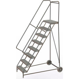 8 Step Aluminum Wheel-Barrow Style Rolling Ladder 24