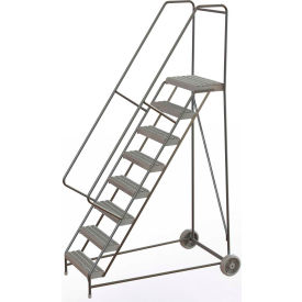 8 Step Aluminum Wheel-Barrow Style Rolling Ladder 24