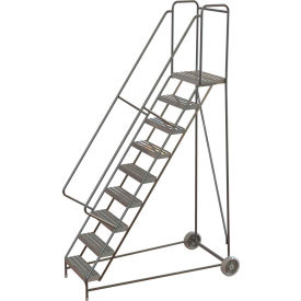 9 Step Aluminum Wheel-Barrow Style Rolling Ladder 24
