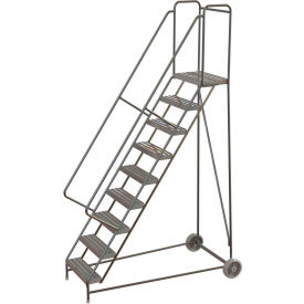 9 Step Aluminum Wheel-Barrow Style Rolling Ladder 24