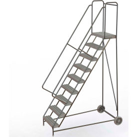 9 Step Aluminum Wheel-Barrow Style Rolling Ladder 24