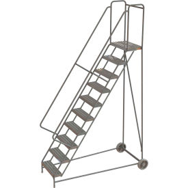 10 Step Aluminum Wheel-Barrow Style Rolling Ladder 24