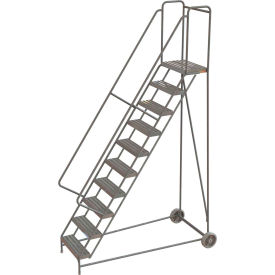 10 Step Aluminum Wheel-Barrow Style Rolling Ladder 24