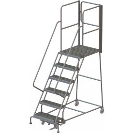 6 Step Steel Rolling Ladder W/Rear Exit Walk Off Gate 24