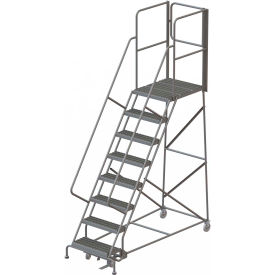 8 Step Steel Rolling Ladder W/Rear Exit Walk Off Gate 24