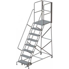 8 Step Steel Rolling Ladder W/Rear Exit Walk Off Gate 24
