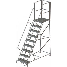 9 Step Steel Rolling Ladder W/Rear Exit Walk Off Gate 24