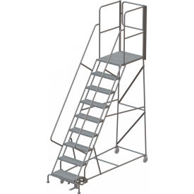 9 Step Steel Rolling Ladder W/Rear Exit Walk Off Gate 24