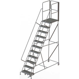 11 Step Steel Rolling Ladder W/Rear Exit Walk Off Gate 24