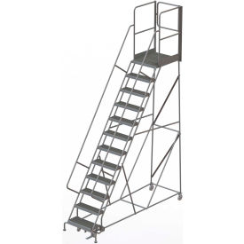 12 Step Steel Rolling Ladder W/Rear Exit Walk Off Gate 24