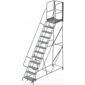 12 Step Steel Rolling Ladder W/Rear Exit Walk Off Gate 24