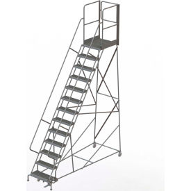13 Step Steel Rolling Ladder W/Rear Exit Walk Off Gate 24