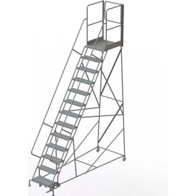13 Step Steel Rolling Ladder W/Rear Exit Walk Off Gate 24