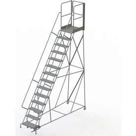 14 Step Steel Rolling Ladder W/Rear Exit Walk Off Gate 24