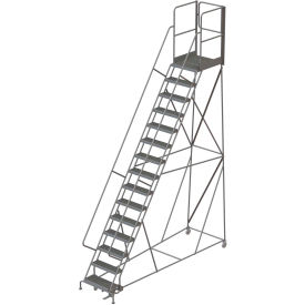 15 Step Steel Rolling Ladder W/Rear Exit Walk Off Gate 24