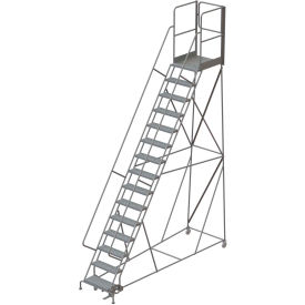 15 Step Steel Rolling Ladder W/Rear Exit Walk Off Gate 24