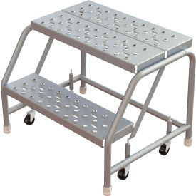 Tri-Arc Rolling Ladder 2 Step Aluminum Perforated 14