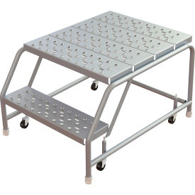 Tri-Arc Rolling Ladder 2 Step Aluminum Perforated 28