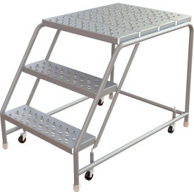 Tri-Arc Rolling Ladder 3 Step Aluminum Perforated 28