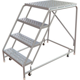 Tri-Arc Rolling Ladder 4 Step Aluminum Perforated 28
