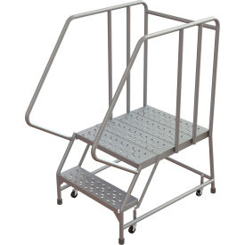 Tri-Arc Rolling Ladder 2 Step Aluminum Perforated 28