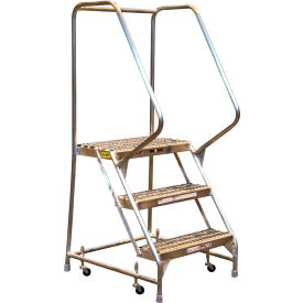 3 Step Aluminum Rolling Ladder 24