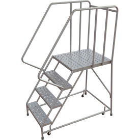 Tri-Arc Rolling Ladder 4 Step Aluminum Perforated 28