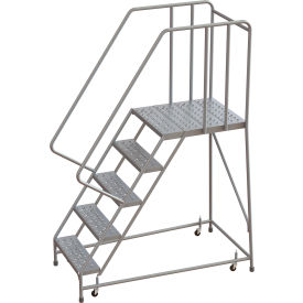 Tri-Arc Rolling Ladder 5 Step Aluminum Perforated 28