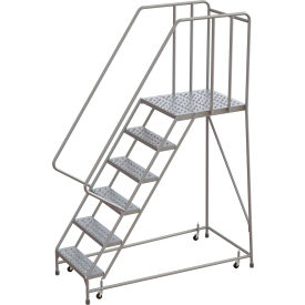 Tri-Arc Rolling Ladder 6 Step Aluminum Perforated 28