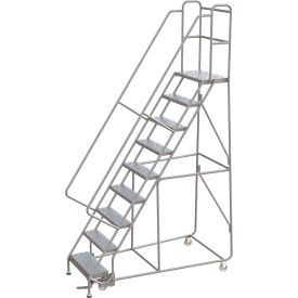 Tri-Arc Rolling Ladder 9 Step Aluminum Perforated Lock Step 14