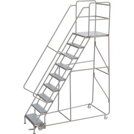 Tri-Arc Rolling Ladder 9 Step Aluminum Perforated Lock Step 28