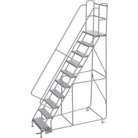 Tri-Arc Rolling Ladder 10 Step Aluminum Perforated Lock Step 14