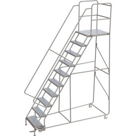 Tri-Arc Rolling Ladder 10 Step Aluminum Perforated Lock Step 28