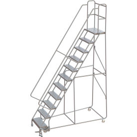 Tri-Arc Rolling Ladder 11 Step Aluminum Perforated Lock Step 14