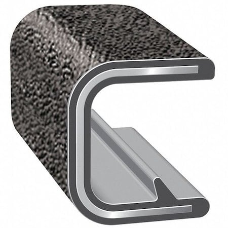 Edge Trim, 25 ft L, Black, PVC, 3/16 in W MPN:62B3X1/64-25