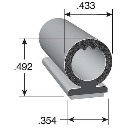 Black EPDM Trim Seal 25 ft L, 7/16 in W, 1/2 in H MPN:DD1604BT-25