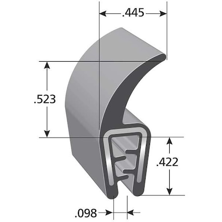 Black Vinyl Seal 100 ft L, 7/16 in W, 15/16 in H MPN:DDA1501-100