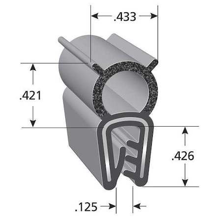 Black Vinyl Trim Seal 25 ft L, 7/16 in W, 7/8 in H MPN:DDA2513-25