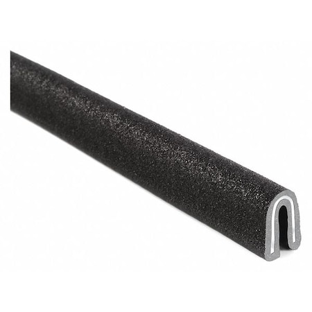 Edge Trim, PVC, Aluminum, 25 ft Length, 5/16 in Overall Width, Style: Rubber Look MPN:1100B7X1/16-25