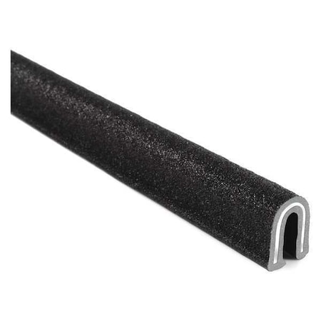 Edge Trim, PVC, Aluminum, 25 ft Length, 3/8 in Overall Width, Style: Rubber Look MPN:1100B7X1/8-25