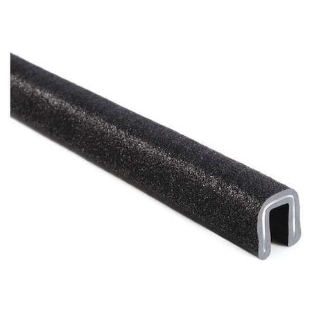 Edge Trim, PVC, Aluminum, 250 ft Length, 3/8 in Overall Width, Style: Rubber Look MPN:1100B7X1/8-250